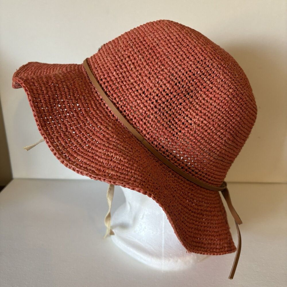 Flora Bella Sun Hat Pink Natural Paper Straw Summer Beach Vacation Resort Cruise